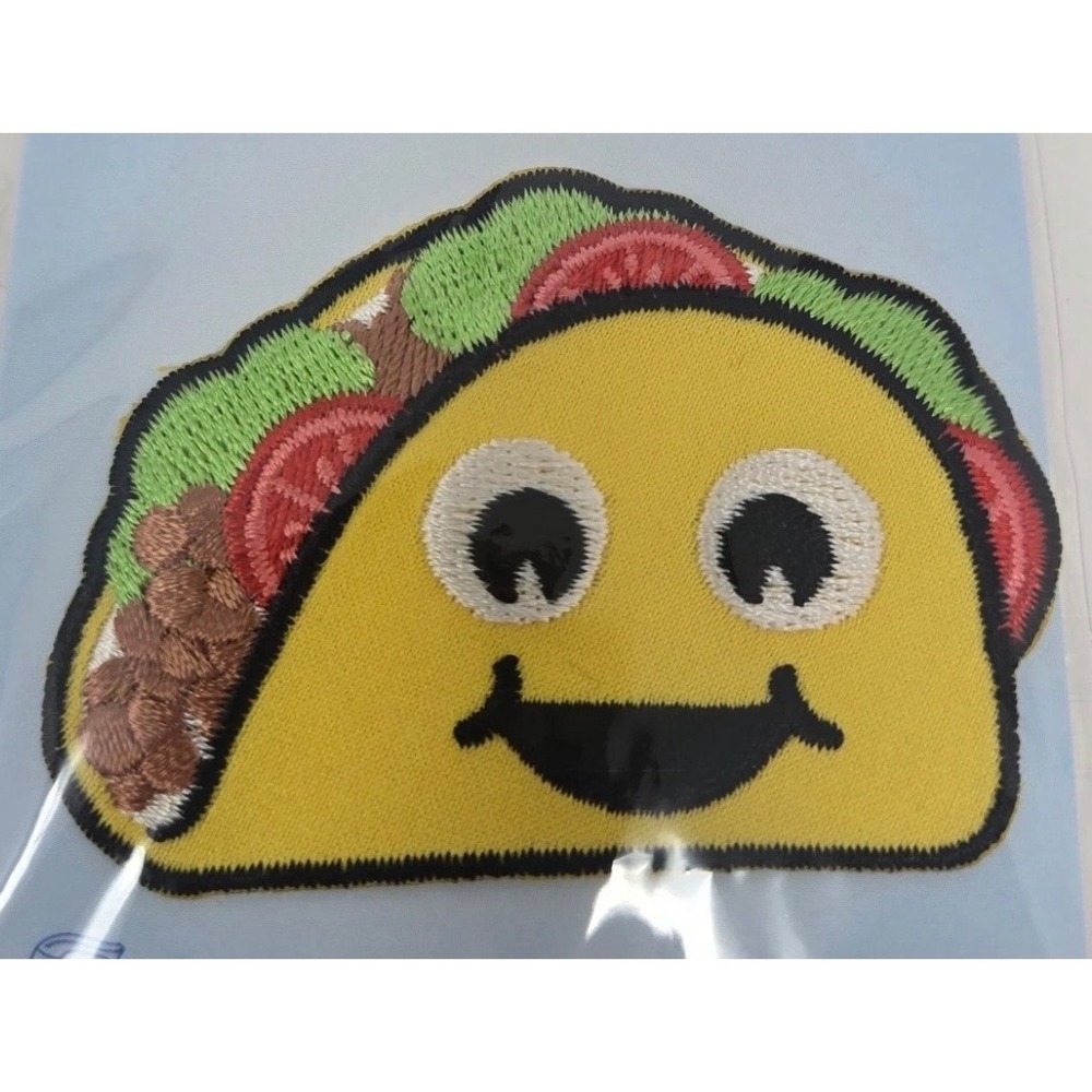 SET OF 3 Simplicity Taco Emoji Iron-On AppliquΓ© Patch NEWβ Food Smiling Face